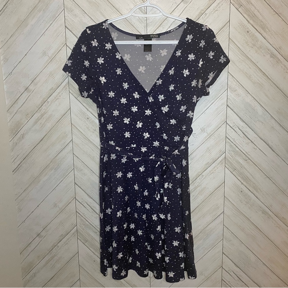 Rebel Sugar Navy Blue Floral Midi Dress